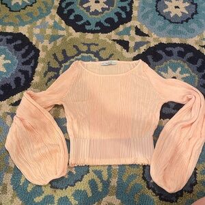 Zara light pink knit long sleeve crop top sweater